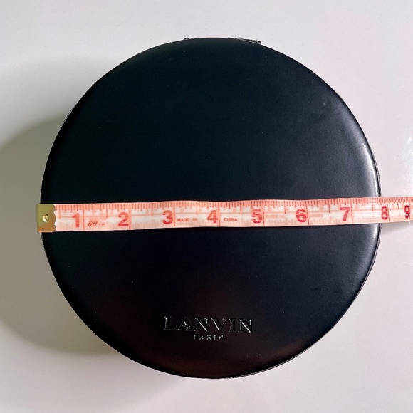 Lanvin Paris Black Faux Leather Round Circular Empty Storage Gift Box - Picture 11 of 12